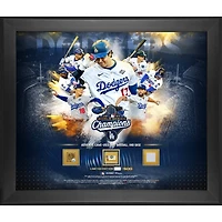 Los Angeles Dodgers 2025 World Series Champions Framed 20" x 24" Collage with Pieces of World Series Game-Used Baseball, Base and Dirt - Limited Edition of 500