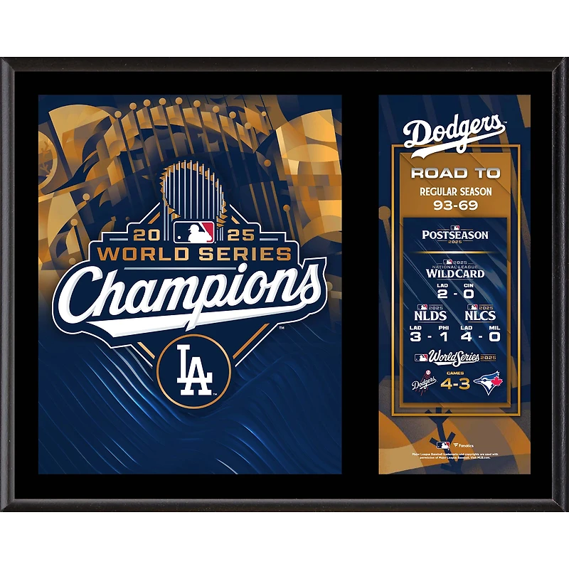Los Angeles Dodgers 2025 World Series Champions 12" x 15" Sublimated Plaque