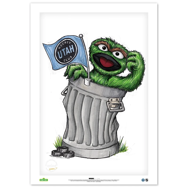 Utah Mammoth Oscar the Grouch 14" x 20" Sesame Street Limited Edition Fine Art Print