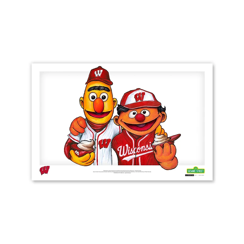 Wisconsin Badgers Bert & Ernie 11" x 17" Sesame Street Poster Print