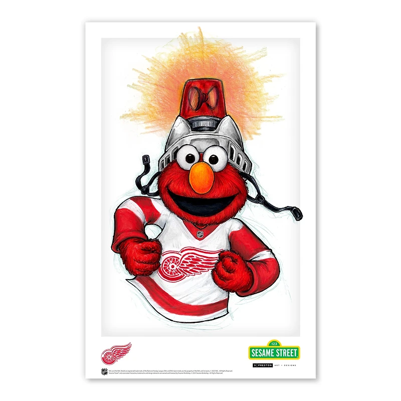 Detroit Red Wings Elmo 11" x 17" Sesame Street Poster Print
