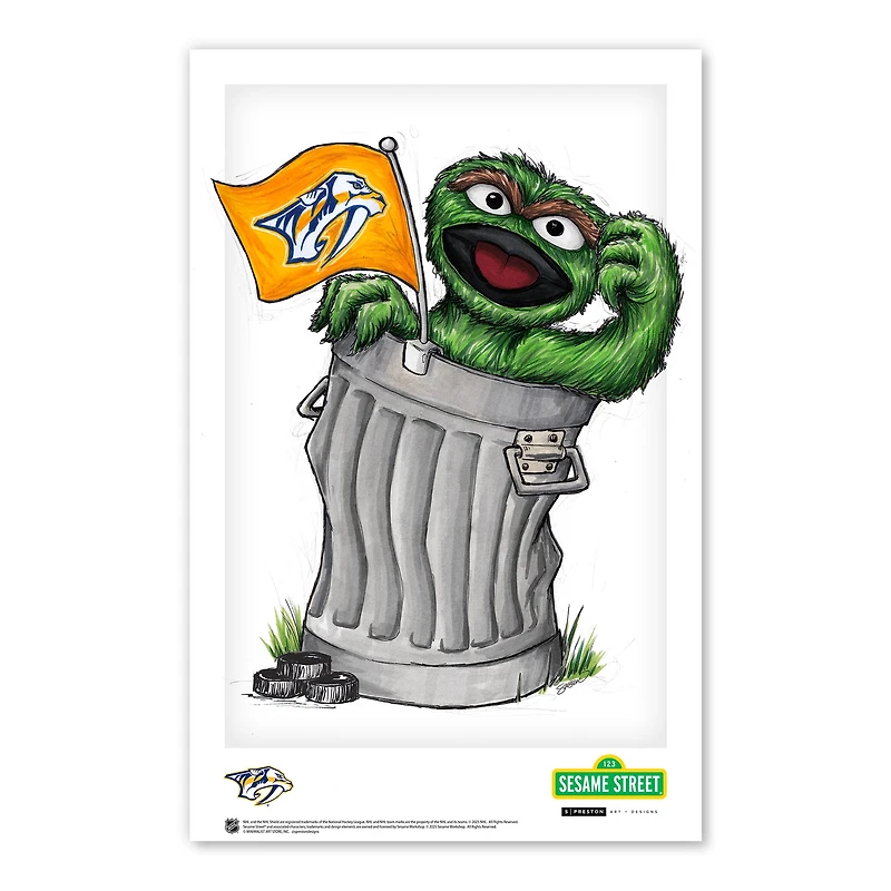 Nashville Predators Oscar the Grouch 11" x 17" Sesame Street Poster Print