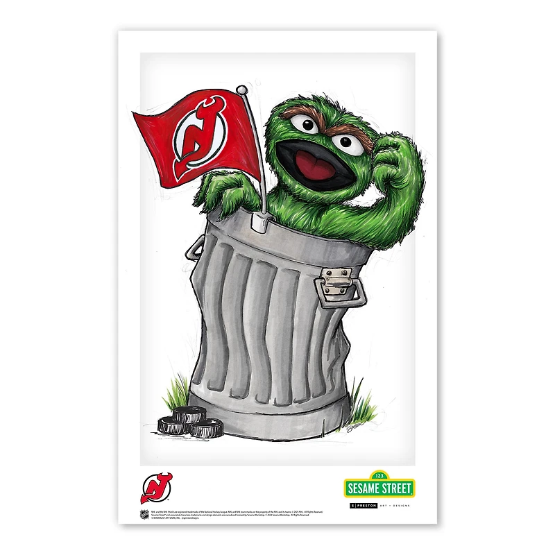 New Jersey Devils Oscar the Grouch 11" x 17" Sesame Street Poster Print
