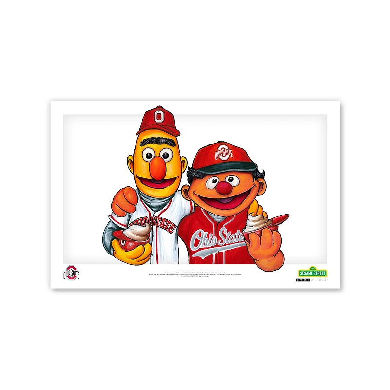 Ohio State Buckeyes Bert & Ernie 11" x 17" Sesame Street Poster Print