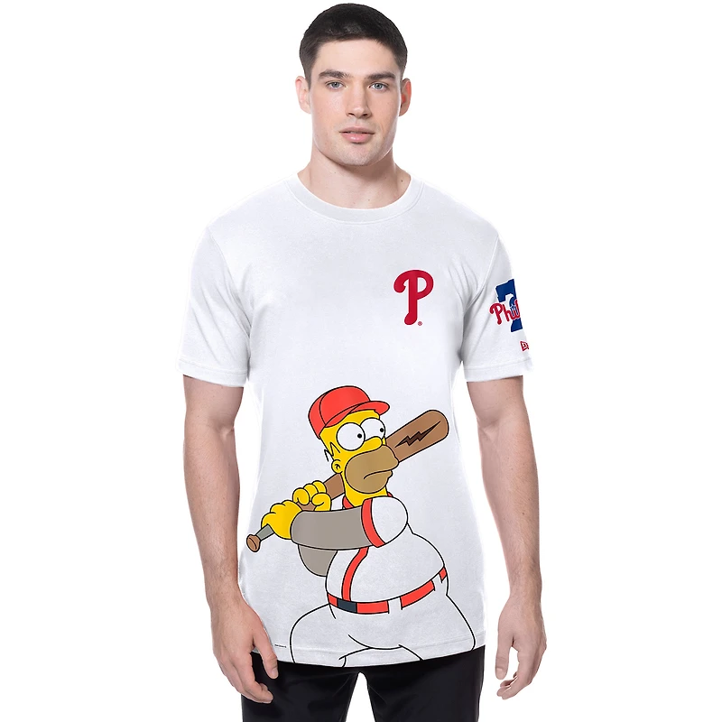 Men's New Era White Philadelphia Phillies MLB x Simpsons Homer Wonderbat T-Shirt
