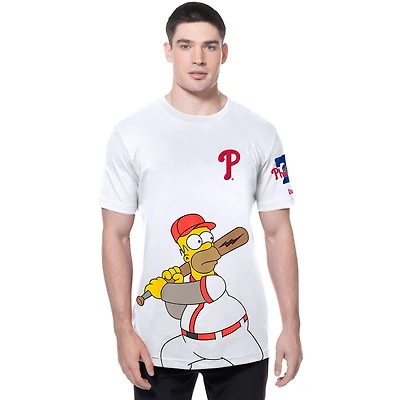 Men's New Era White Philadelphia Phillies MLB x Simpsons Homer Wonderbat T-Shirt