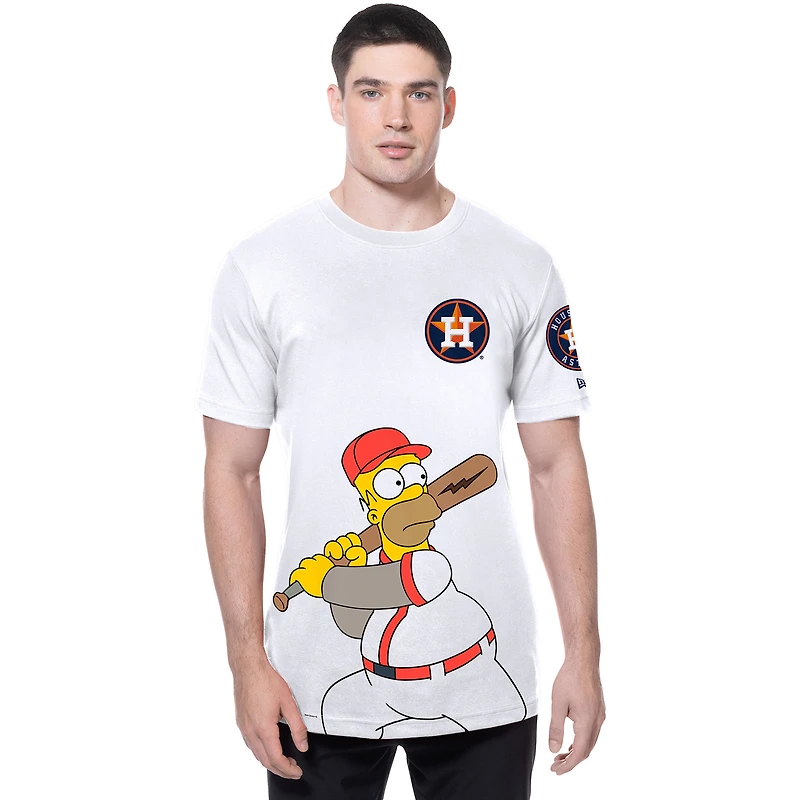 Men's New Era White Houston Astros MLB x Simpsons Homer Wonderbat T-Shirt