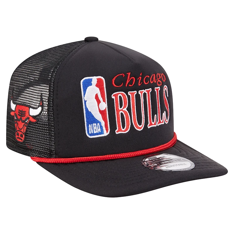 Men's New Era Black Chicago Bulls Team Logo Foam Front 19TWENTY A-Frame Trucker Adjustable Hat