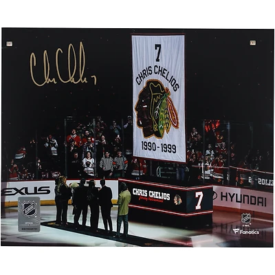 Chris Chelios Chicago Blackhawks Autographed 8" x 10" Jersey Retirement Night Photograph