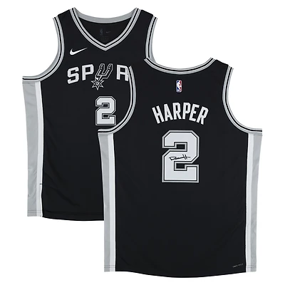 Dylan Harper San Antonio Spurs Autographed Black Nike Icon Edition Swingman Jersey