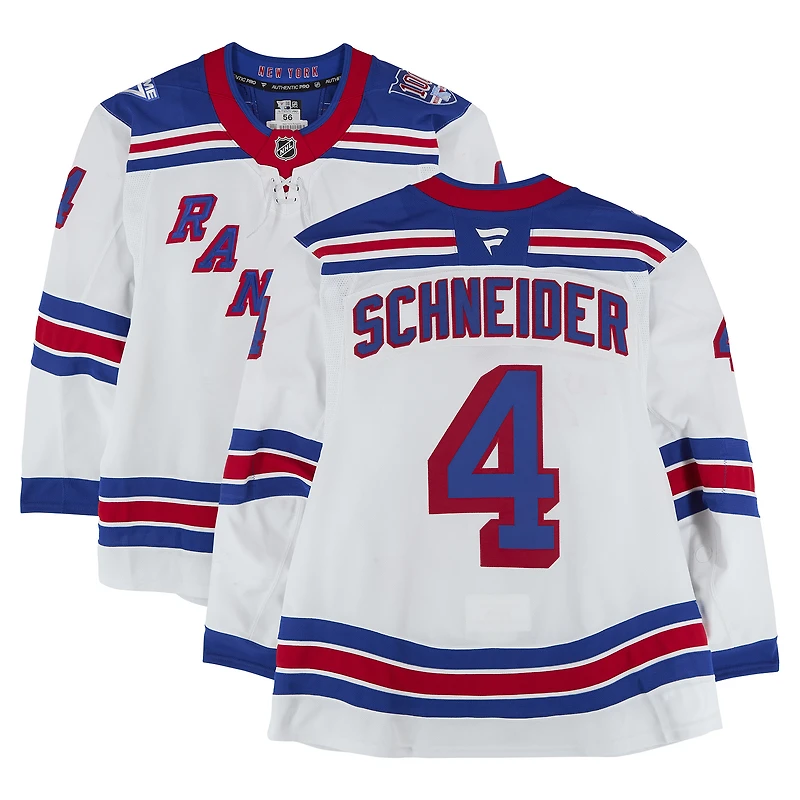 Braden Schneider New York Rangers Game-Used #4 White Set 1 Jersey from the 2025-26 NHL Season