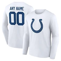 Men's White Indianapolis Colts Team Authentic Personalized Name & Number Long Sleeve T-Shirt