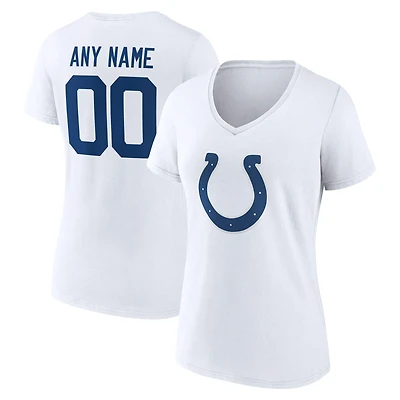 Women's White Indianapolis Colts Team Authentic Personalized Name & Number V-Neck T-Shirt