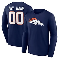 Men's Navy Denver Broncos Team Authentic Personalized Name & Number Long Sleeve T-Shirt