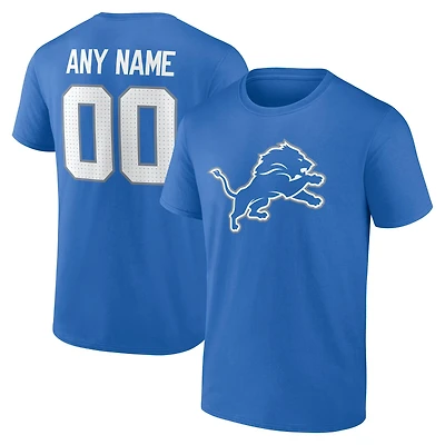 Men's Blue Detroit Lions Team Authentic Personalized Name & Number T-Shirt