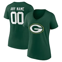Women's Green Green Bay Packers Team Authentic Personalized Name & Number V-Neck T-Shirt