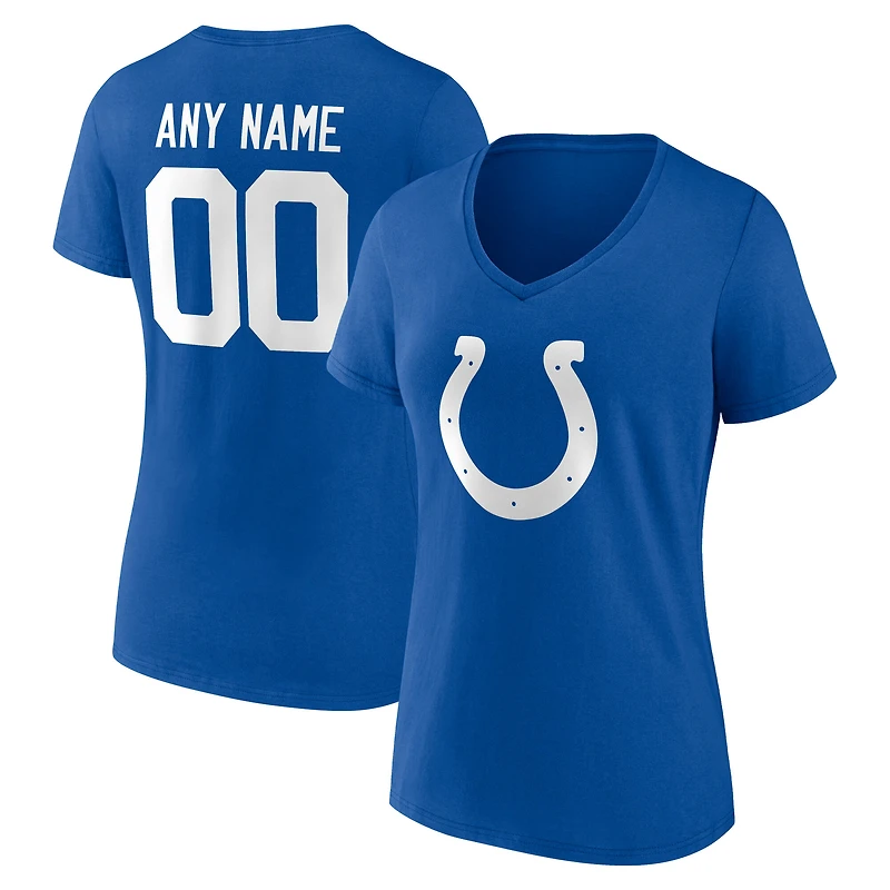 Women's Royal Indianapolis Colts Team Authentic Personalized Name & Number V-Neck T-Shirt