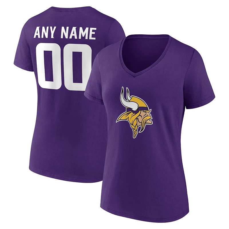 Women's Purple Minnesota Vikings Team Authentic Personalized Name & Number V-Neck T-Shirt