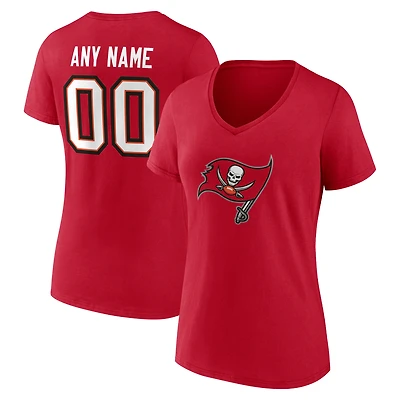 Women's Red Tampa Bay Buccaneers Team Authentic Personalized Name & Number V-Neck T-Shirt