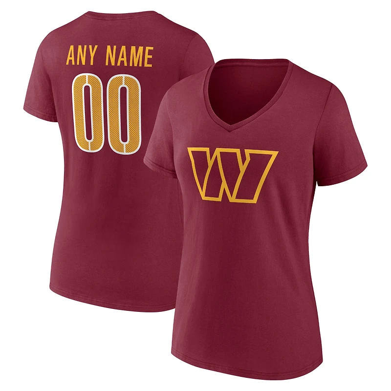 Women's Burgundy Washington Commanders Team Authentic Personalized Name & Number V-Neck T-Shirt