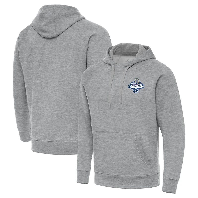 Men's Antigua Heather Gray Los Angeles Dodgers 2025 World Series Champions Victory Hoodie