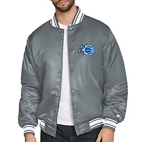 Men's Starter Silver Orlando Magic Printed Team Logo Satin Varsity Full-Snap Jacket