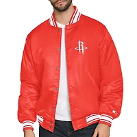 Men's Starter Red Houston Rockets Printed Team Logo Satin Varsity Full-Snap Jacket