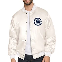 Men's Starter Cream LA Clippers Double Team Satin Varsity Full-Snap Jacket