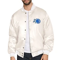 Men's Starter Cream Orlando Magic Double Team Satin Varsity Full-Snap Jacket