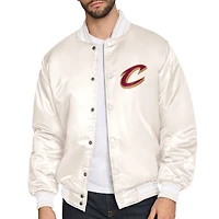 Men's Starter Cream Cleveland Cavaliers Double Team Satin Varsity Full-Snap Jacket