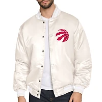 Men's Starter Cream Toronto Raptors Double Team Satin Varsity Full-Snap Jacket