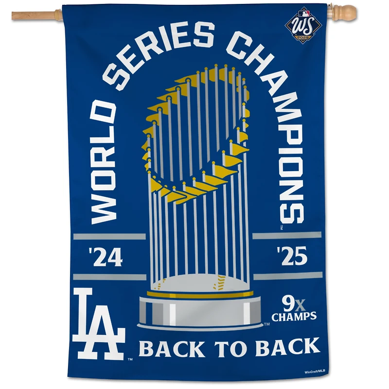 WinCraft Los Angeles Dodgers Back-To-Back World Series Champions 28" x 40" One-Sided Vertical Banner