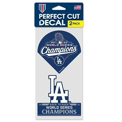 WinCraft Los Angeles Dodgers Back-To-Back World Series Champions Two-Pack 4" x 8" Perfect Cut Decal Set
