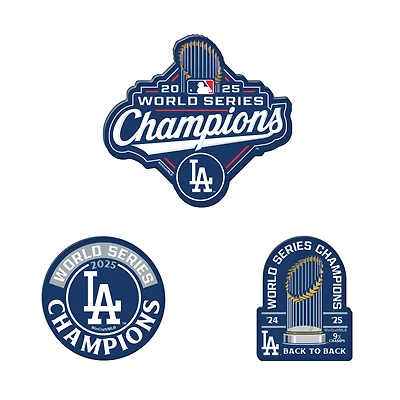 WinCraft Los Angeles Dodgers 2025 World Series Champions Three-Pack Acrylic Fridge Magnet Set