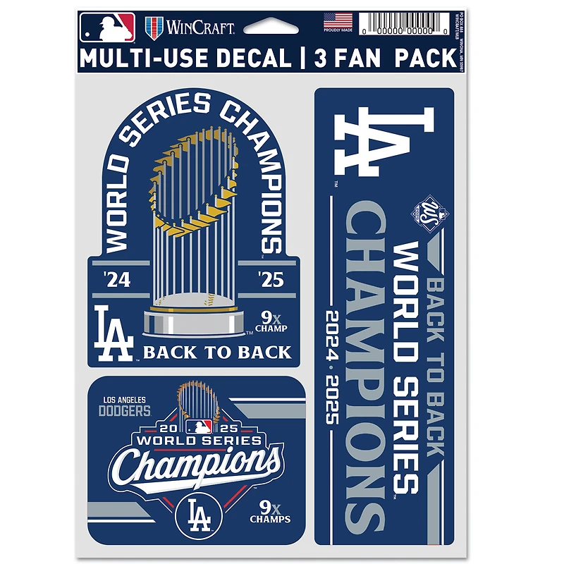 WinCraft Los Angeles Dodgers Back-To-Back World Series Champions Three-Pack Fan Decal Set