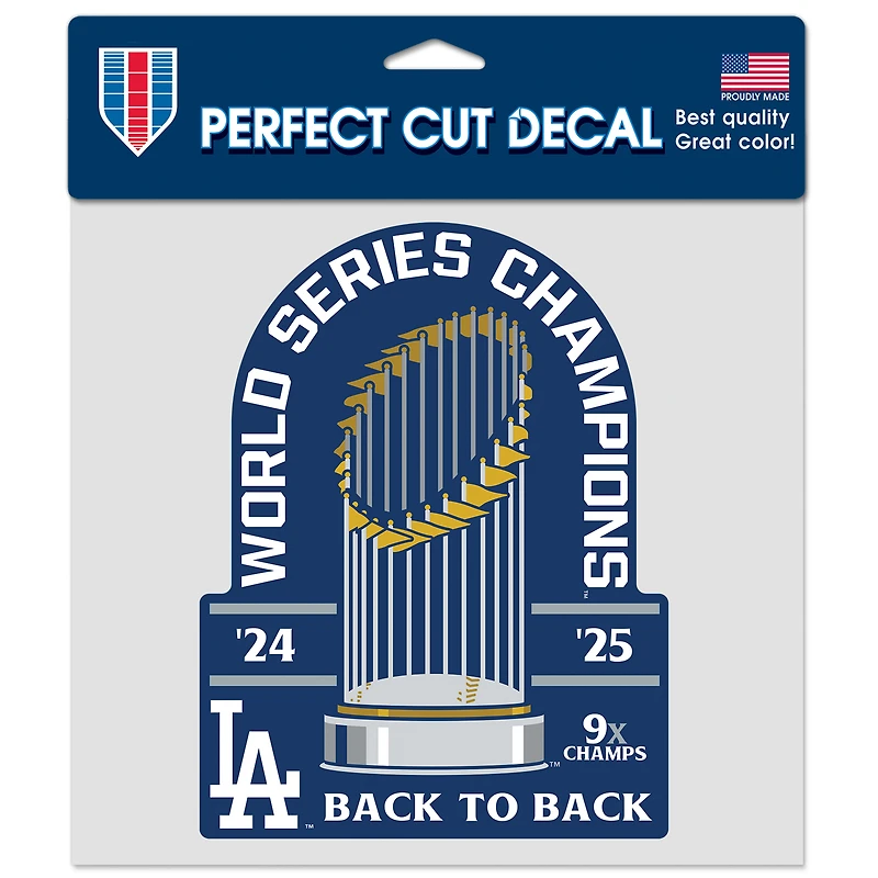 WinCraft Los Angeles Dodgers Back-To-Back World Series Champions 8" x 8" Perfect Cut Decal