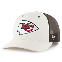 Men's Carhartt x '47 Natural/Brown Kansas City Chiefs Undyed Trucker Adjustable Hat