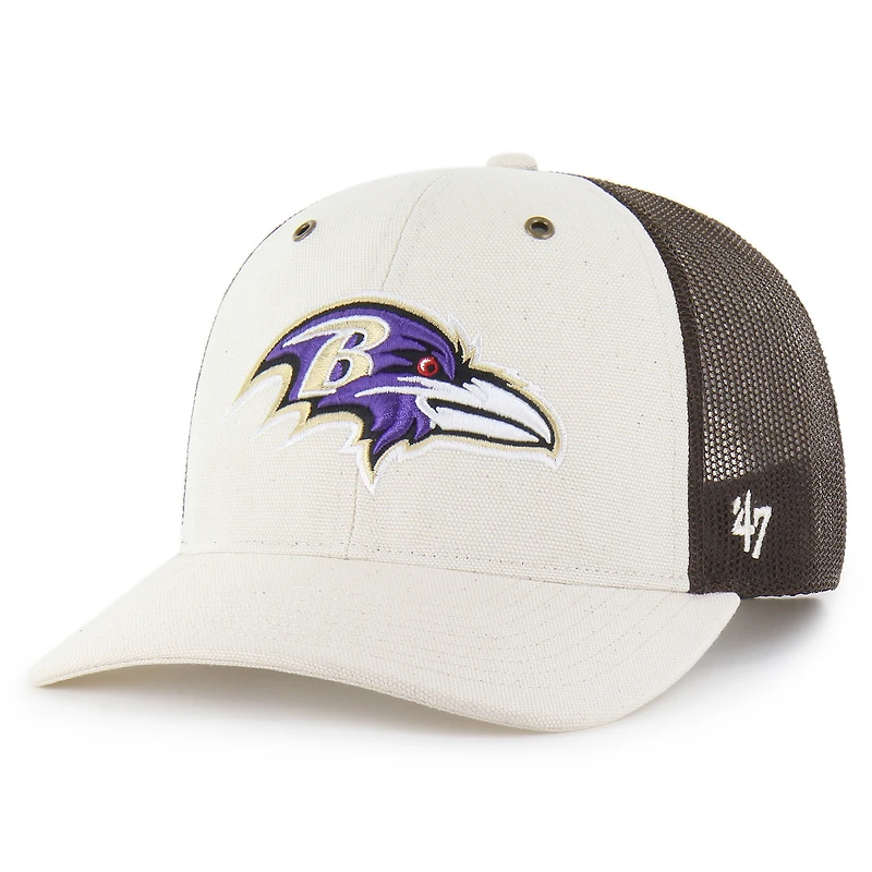 Men's Carhartt x '47 Natural/Brown Baltimore Ravens Undyed Trucker Adjustable Hat