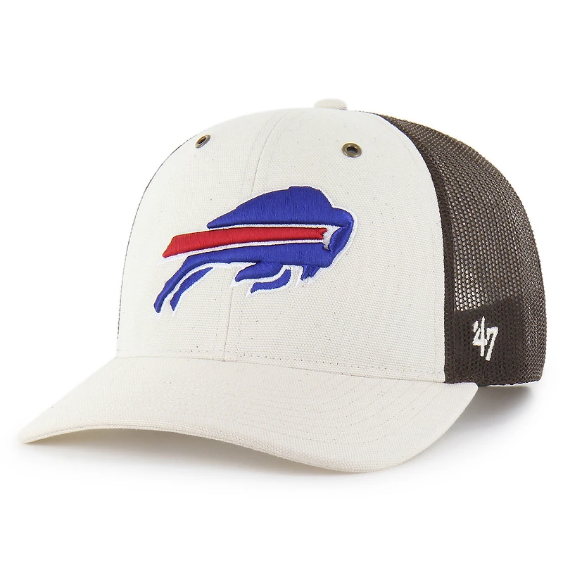 Men's Carhartt x '47 Natural/Brown Buffalo Bills Undyed Trucker Adjustable Hat