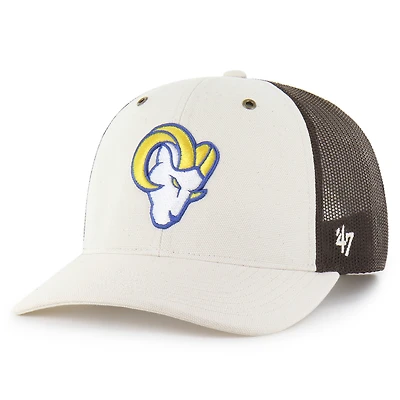Men's Carhartt x '47 Natural/Brown Los Angeles Rams Undyed Trucker Adjustable Hat