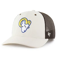 Men's Carhartt x '47 Natural/Brown Los Angeles Rams Undyed Trucker Adjustable Hat