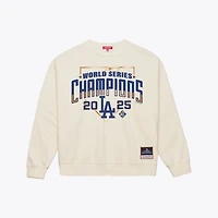 Women's Mitchell & Ness  Cream Los Angeles Dodgers 2025 World Series Champions Sweatshirt