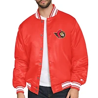 Men's Starter Red Ottawa Senators Triangle Satin Varsity Full-Snap Jacket
