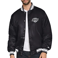 Men's Starter Black Los Angeles Kings Triangle Satin Varsity Full-Snap Jacket