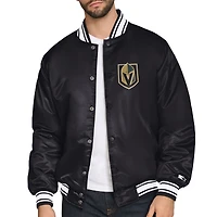 Men's Starter Black Vegas Golden Knights Triangle Satin Varsity Full-Snap Jacket