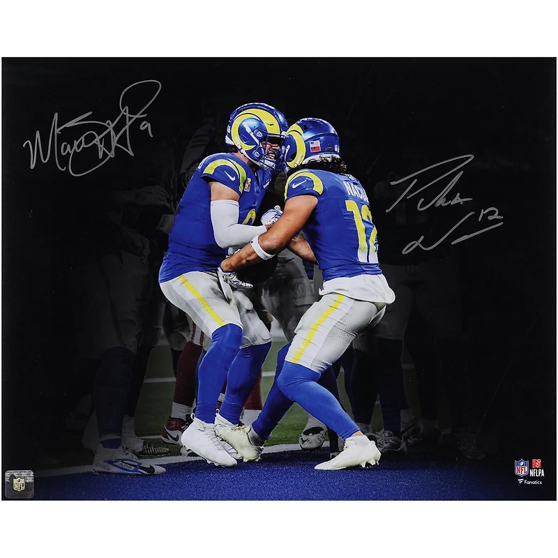 Matthew Stafford & Puka Nacua Los Angeles Rams Autographed 16" x 20" Touchdown Celebration Spotlight Photograph