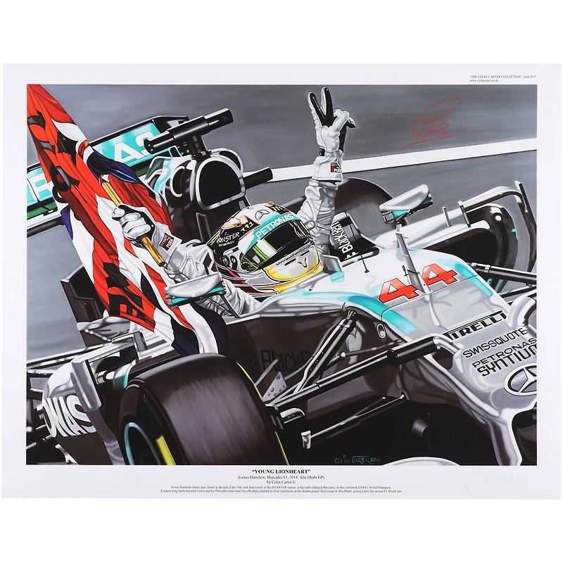 Lewis Hamilton Mercedes-AMG Petronas F1 Team Autographed 28" x 36" Young Lionheart Giclee Print