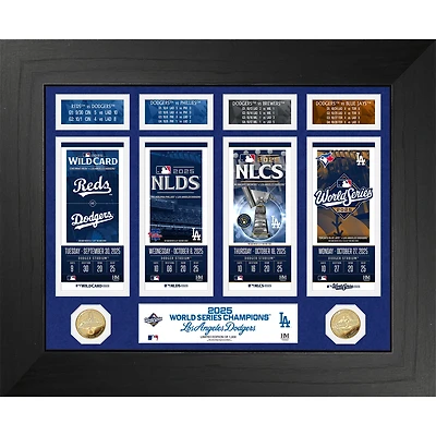 Highland Mint Los Angeles Dodgers 2025 World Series Champions 18" x 22" Road To Ticket Gold Coin Photo Mint