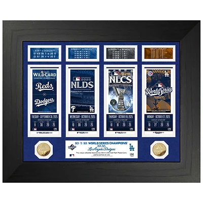 Highland Mint Los Angeles Dodgers 2025 World Series Champions 18" x 22" Road To Ticket Gold Coin Photo Mint