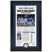 Highland Mint Los Angeles Dodgers Back-to-Back World Series Champions 12" x 20" Front Page News Cover Bronze Coin Photo Mint